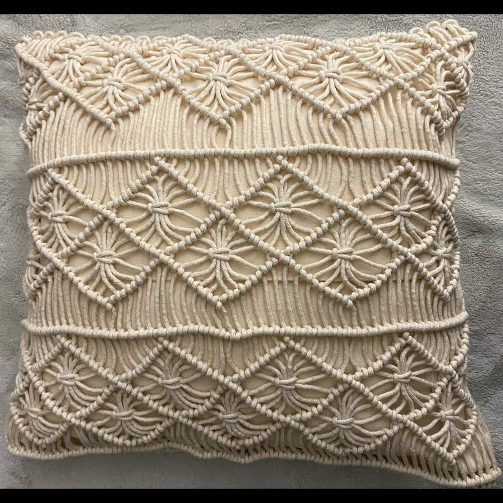 18 x 18 in. macrame throw pillow
